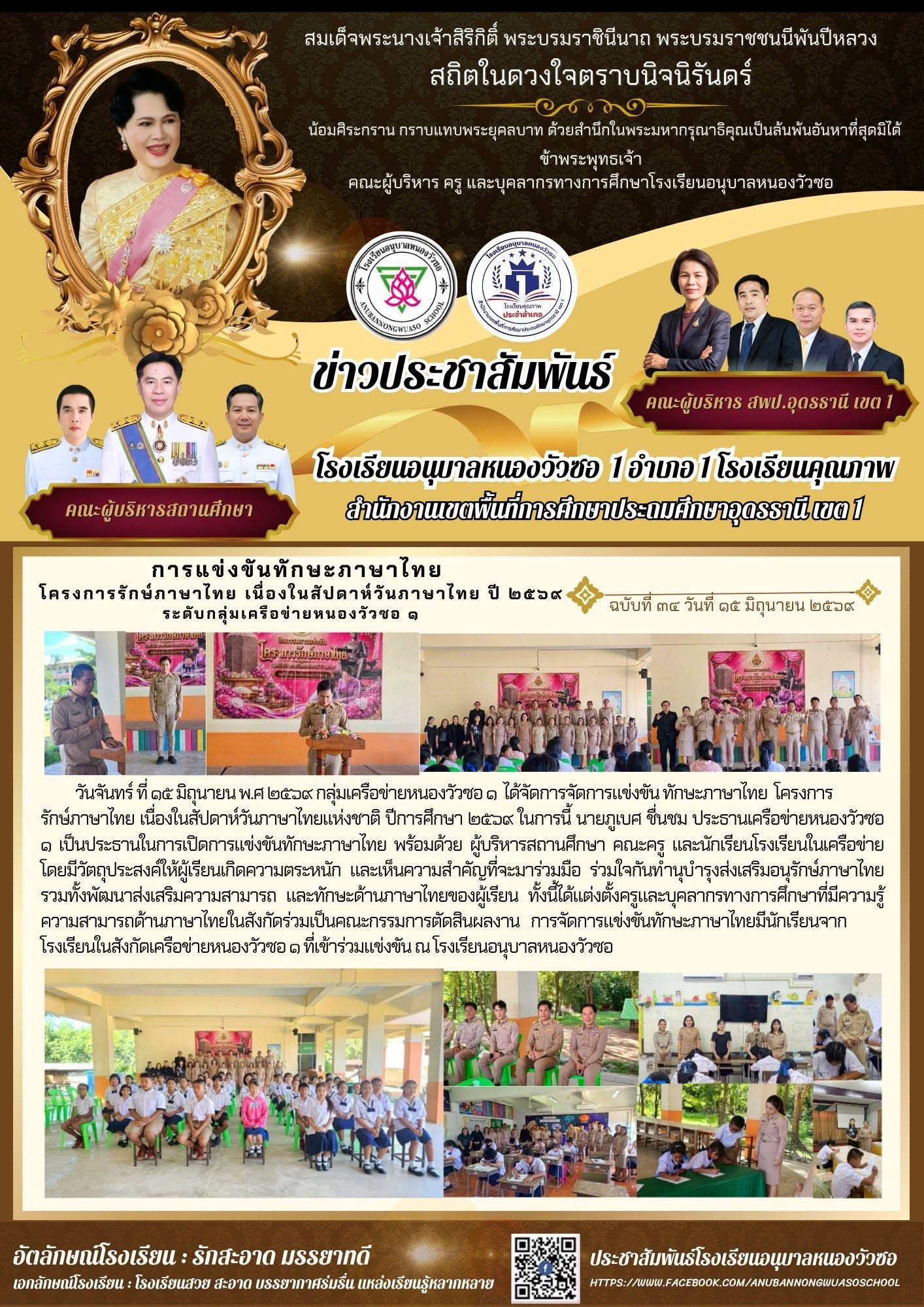 การแข่งขันทักษะภาษาไทย ปีการศึกษา 2569
